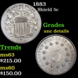 1883 Shield Nickel 5c Grades Unc Details