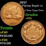 1857 Flying Eagle Cent 1c Grades vf++
