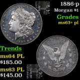 1886-p Morgan Dollar $1 Grades Select Unc+ PL