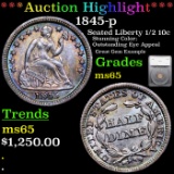 ***Auction Highlight*** 1845-p Seated Liberty Half Dime 1/2 10c Graded ms65 By SEGS (fc)