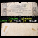 January 1st, 1863 $2 State of Georgia, Milledgevill CR-11a Grades vg details