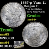 1887-p Vam 11 Morgan Dollar $1 Grades Choice+ Unc