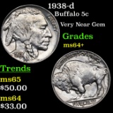 1938-d Buffalo Nickel 5c Grades Choice+ Unc
