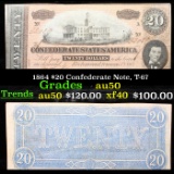 1864 $20 Confederate Note, T-67 Grades AU, Almost Unc