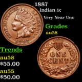 1887 Indian Cent 1c Grades Choice AU/BU Slider