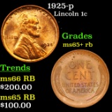1925-p Lincoln Cent 1c Grades Gem+ Unc RB