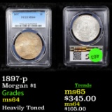 PCGS 1897-p Morgan Dollar $1 Graded ms64 By PCGS