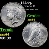1924-p Peace Dollar $1 Grades Choice Unc