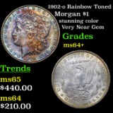 1902-o Rainbow Toned Morgan Dollar $1 Grades Choice+ Unc