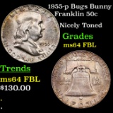 1955-p Bugs Bunny Franklin Half Dollar 50c Grades Choice Unc FBL