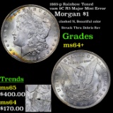 1885-p Rainbow Toned vam 9C R5 Major Mint Error Morgan $1 Grades Choice+ Unc
