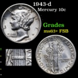 1943-d Mercury Dime 10c Grades Select Unc+ FSB