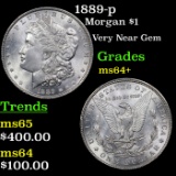 1889-p Morgan Dollar $1 Grades Choice+ Unc
