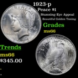 1923-p Peace Dollar $1 Grades GEM+ Unc