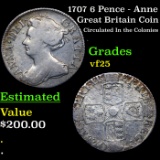 1707 6 Pence - Anne Grades vf+