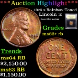 ***Auction Highlight*** 1926-s Rainbow Toned Lincoln Cent 1c Graded Select+ Unc RB By USCG (fc)
