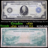 1914 Large Size $10 Blue Seal Federal Reserve Note (Chicago, IL) 7-G Grades vf, very fine