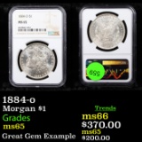NGC 1884-o Morgan Dollar $1 Graded ms65 By NGC