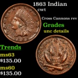 1863 Indian Civil War Token 1c Grades Unc Details