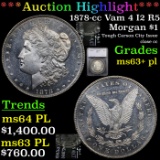 ***Auction Highlight*** 1878-cc Vam 4 I2 R5 Morgan Dollar $1 Graded ms63+ pl By SEGS (fc)