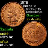 1876 Indian Cent 1c Grades AU Details