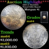 ***Auction Highlight*** 1885-cc Rainbow Toned GSA Hoard Morgan Dollar $1 Grades Choice Unc (fc)