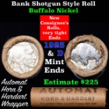 Buffalo Nickel Shotgun Roll in Old Bank Style 'Automat Horn & Hardhat' Wrapper 1923 & d Mint Ends