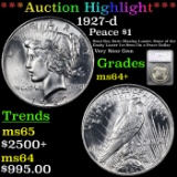 ***Auction Highlight*** 1927-d Peace Dollar $1 Graded ms64+ By SEGS (fc)