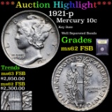 ***Auction Highlight*** 1921-p Mercury Dime 10c Graded Select Unc FSB By USCG (fc)