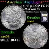 ***Auction Highlight*** 1890-p TOP POP Morgan Dollar $1 Graded GEM+ Unc By USCG (fc)