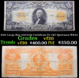 1922 Large Size $20 Gold Certificate Fr-1187 Speelman/White Grades vf, very fine