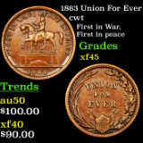 1863 Union For Ever Civil War Token 1c Grades xf+
