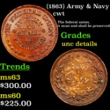(1863) Army & Navy Civil War Token 1c Grades Unc Details