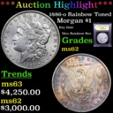 ***Auction Highlight*** 1886-o Rainbow Toned Morgan Dollar $1 Graded Select Unc By USCG (fc)