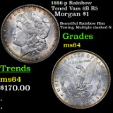 1886-p Rainbow Toned Vam 6B R5 Morgan Dollar $1 Grades Choice Unc