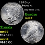 1926-p Peace Dollar $1 Grades Choice+ Unc