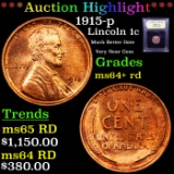 ***Auction Highlight*** 1915-p Lincoln Cent 1c Graded Choice+ Unc RD By USCG (fc)