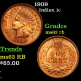 1909 Indian Cent 1c Grades Select Unc RB