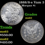 1888/8-s Vam 3 Morgan Dollar $1 Grades Select Unc