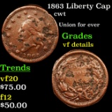 1863 Liberty Cap Civil War Token 1c Grades vf details