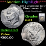 ***Auction Highlight*** 1974-d Double Mint Error Eisenhower Dollar $1 Graded ms64 By SEGS (fc)