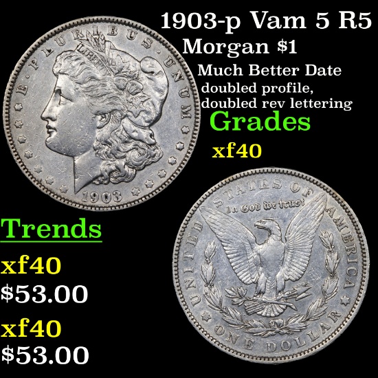 1903-p Vam 5 R5 Morgan Dollar $1 Grades xf