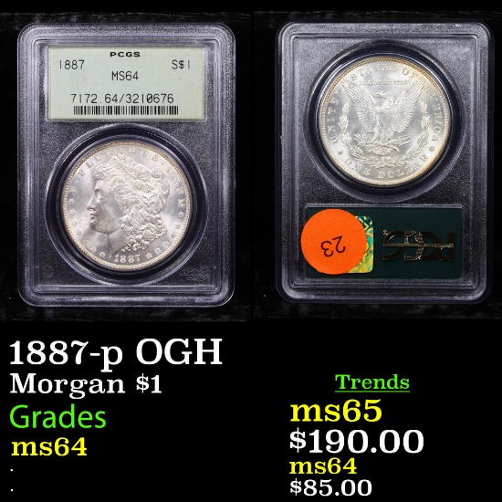 PCGS 1887-p OGH Morgan Dollar $1 Graded ms64 By PCGS