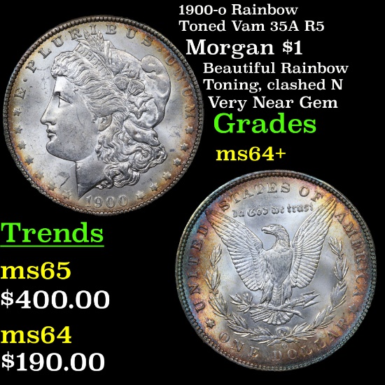 1900-o Rainbow Toned Vam 35A R5 Morgan Dollar $1 Grades Choice+ Unc