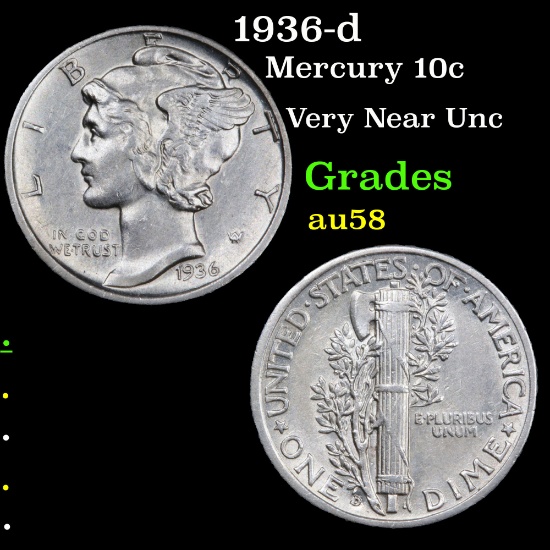 1936-d Mercury Dime 10c Grades Choice AU/BU Slider
