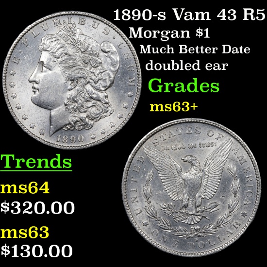 1890-s Vam 43 R5 Morgan Dollar $1 Grades Select+ Unc