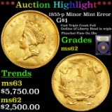 ***Auction Highlight*** 1855-p Minor Mint Error Gold Dollar $1 Graded Select Unc By USCG (fc)