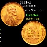 1937-d Lincoln Cent 1c Grades Choice+ Unc RD