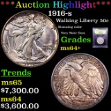 ***Auction Highlight*** 1916-s Walking Liberty Half Dollar 50c Graded Choice+ Unc By USCG (fc)