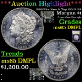 ***Auction Highlight*** 1880/79-s Vam 8 Top 100 I4 R4 Morgan Dollar $1 Graded GEM Unc DMPL By USCG (